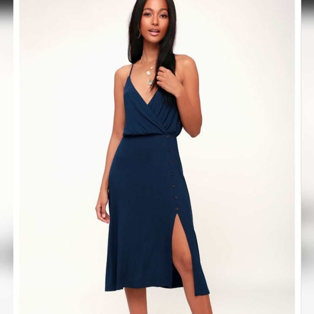 Lulu's X palm tree breeze ribbed midi dress
